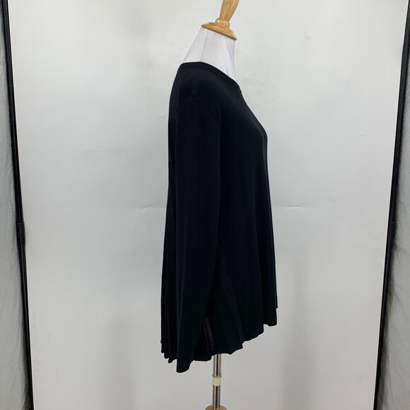 Lafayette 148 Top Womens M Black Pleated Swing Back Long Sleeve Tunic Blouses - Picture 4 of 13